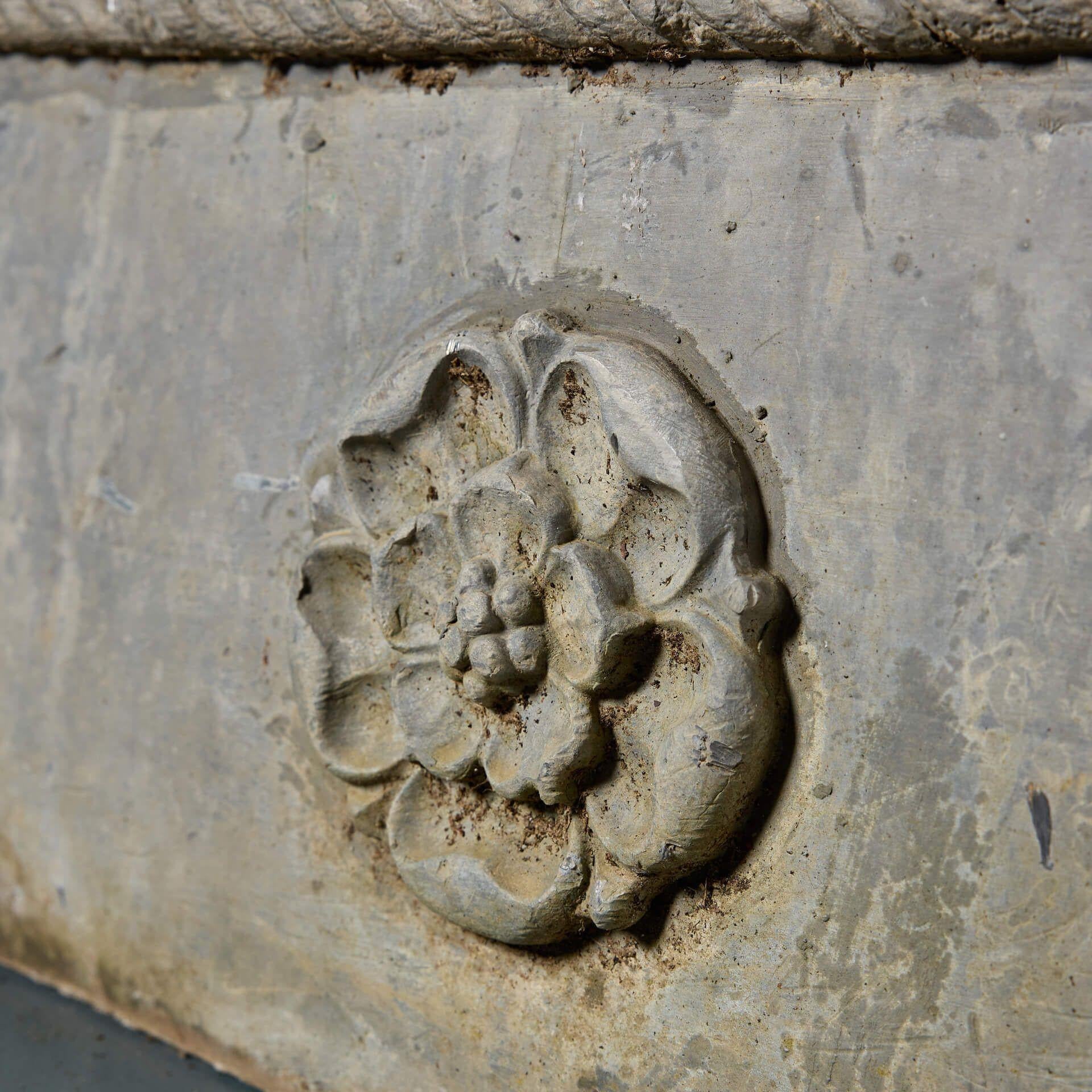 Georgian Large Antique Oval Lead Trough Planter For Sale