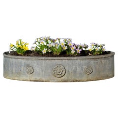 Large Used Oval Lead Trough Planter