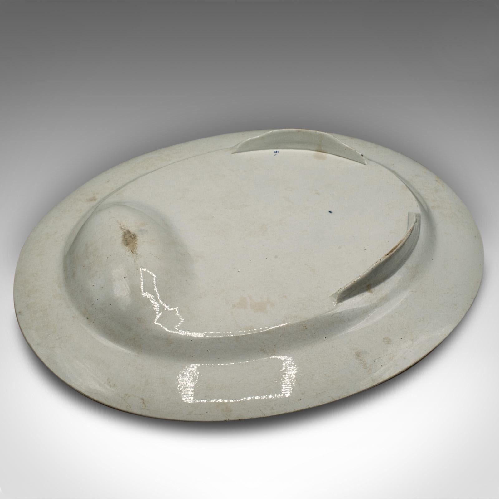 Céramique Grand plat à viande ovale ancien, chinois, céramique, assiette de service, victorien en vente