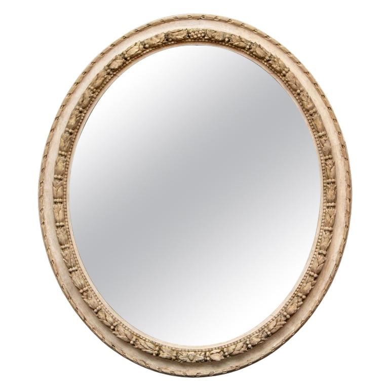 Large Antique Oval Mirror in Gustavian Style