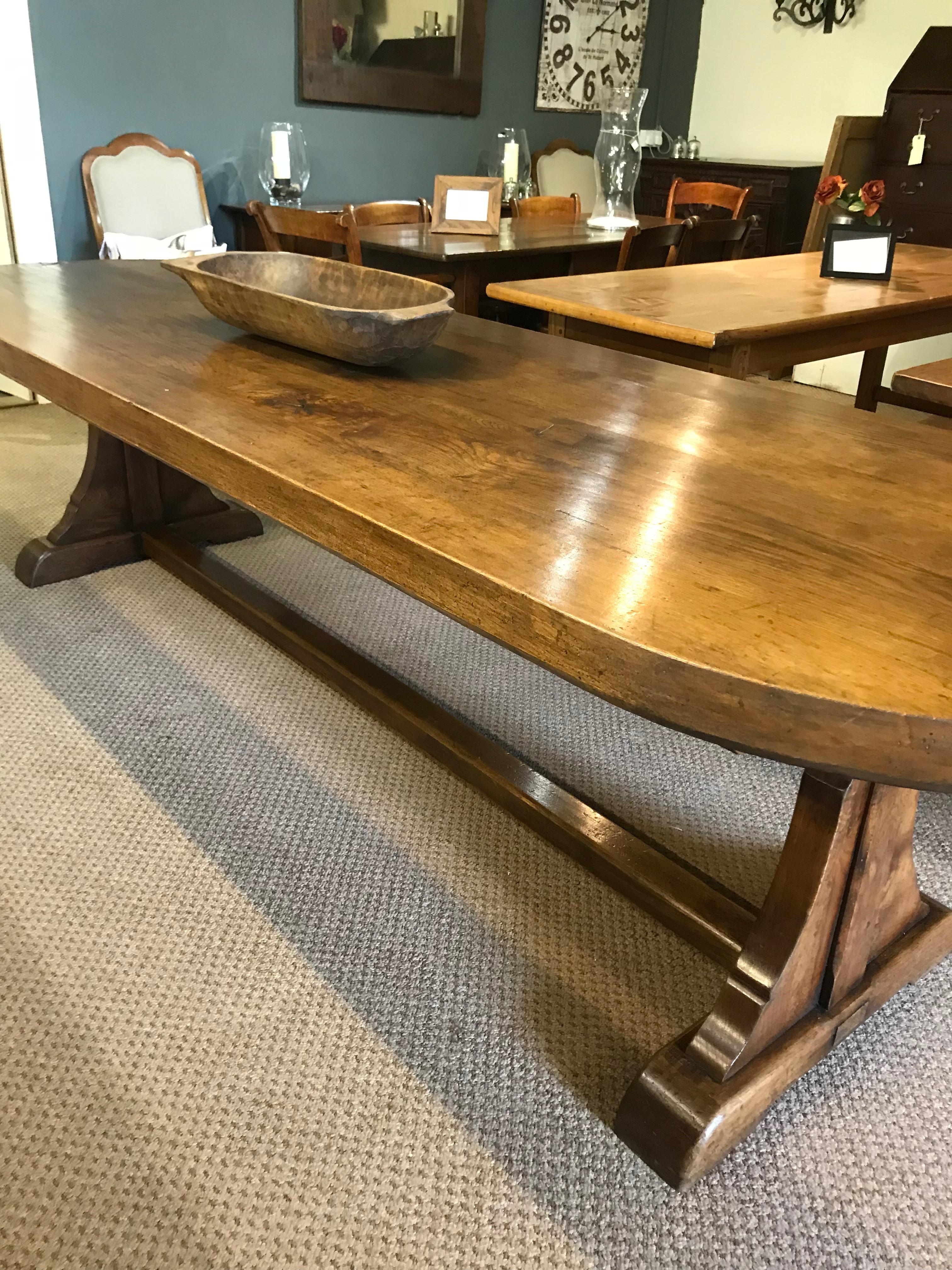 French Provincial Large Antique Oval Oak 19th Century Table