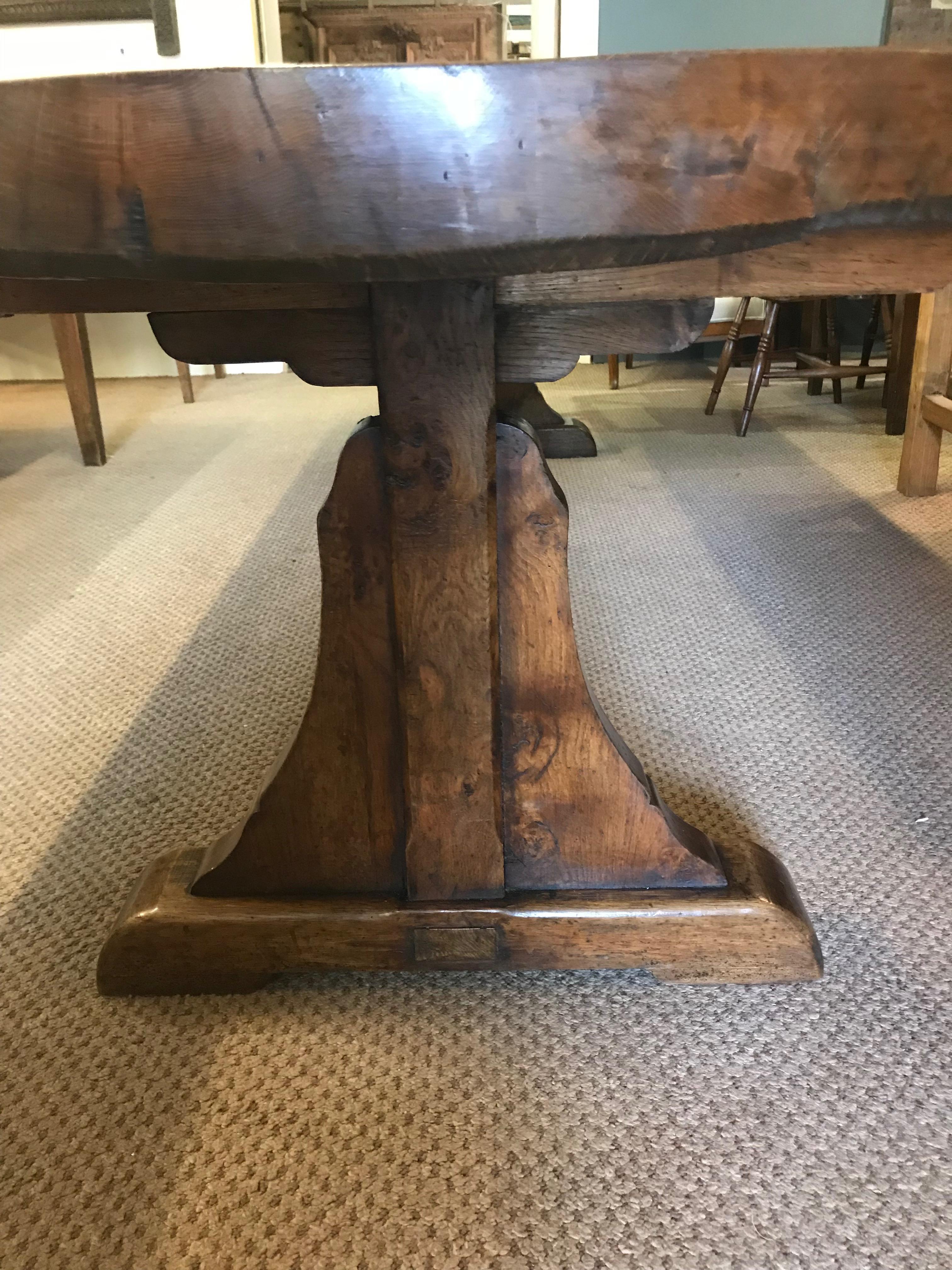 French Large Antique Oval Oak 19th Century Table