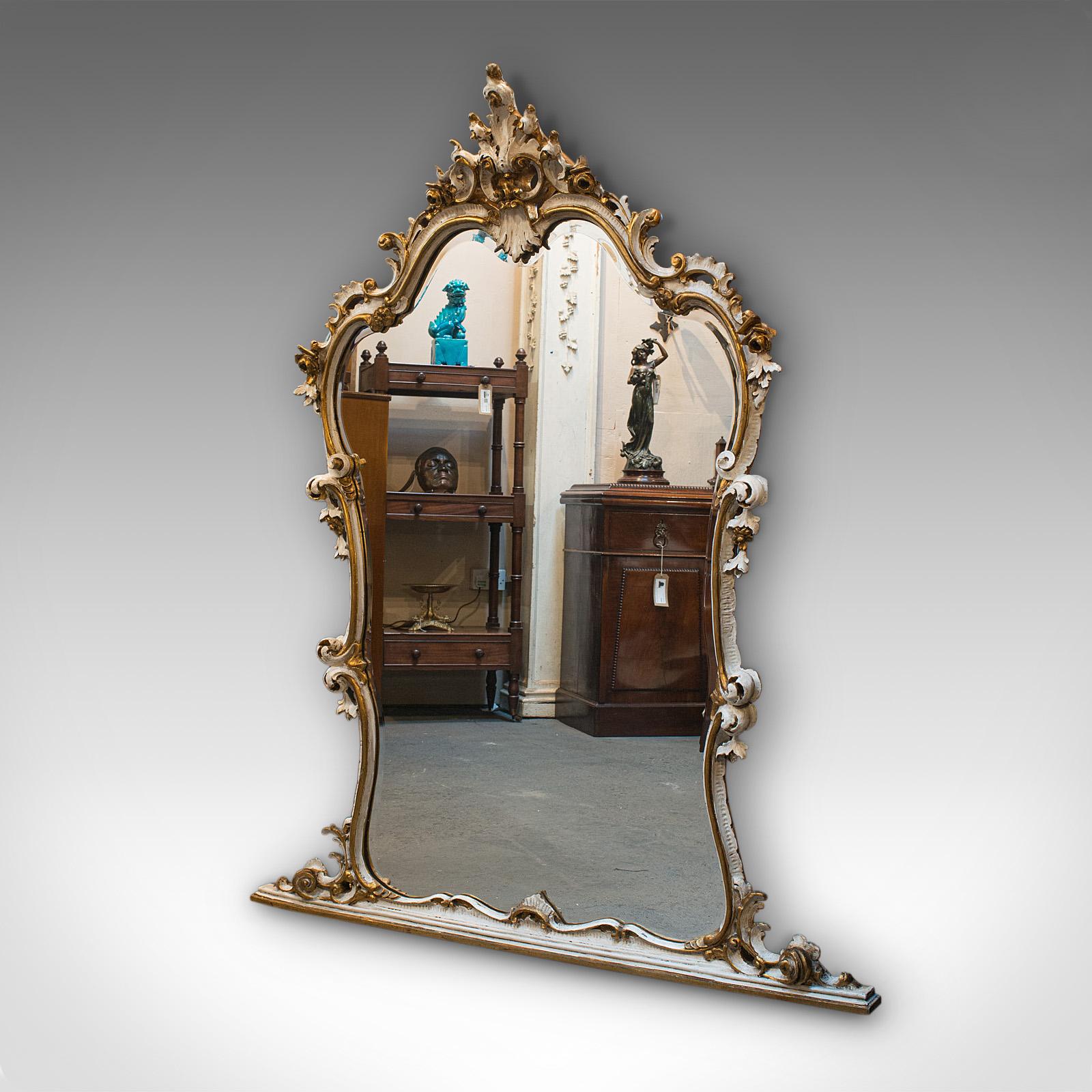 20th Century Large Antique Overmantel Mirror, French, Gilt Gesso, Classical, Italianate, 1900