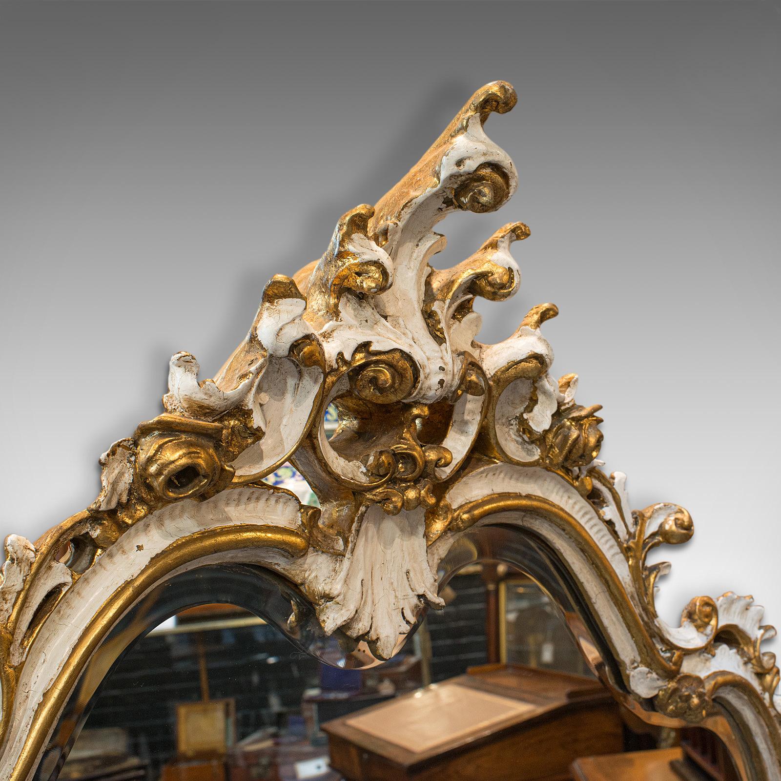 Large Antique Overmantel Mirror, French, Gilt Gesso, Classical, Italianate, 1900 1