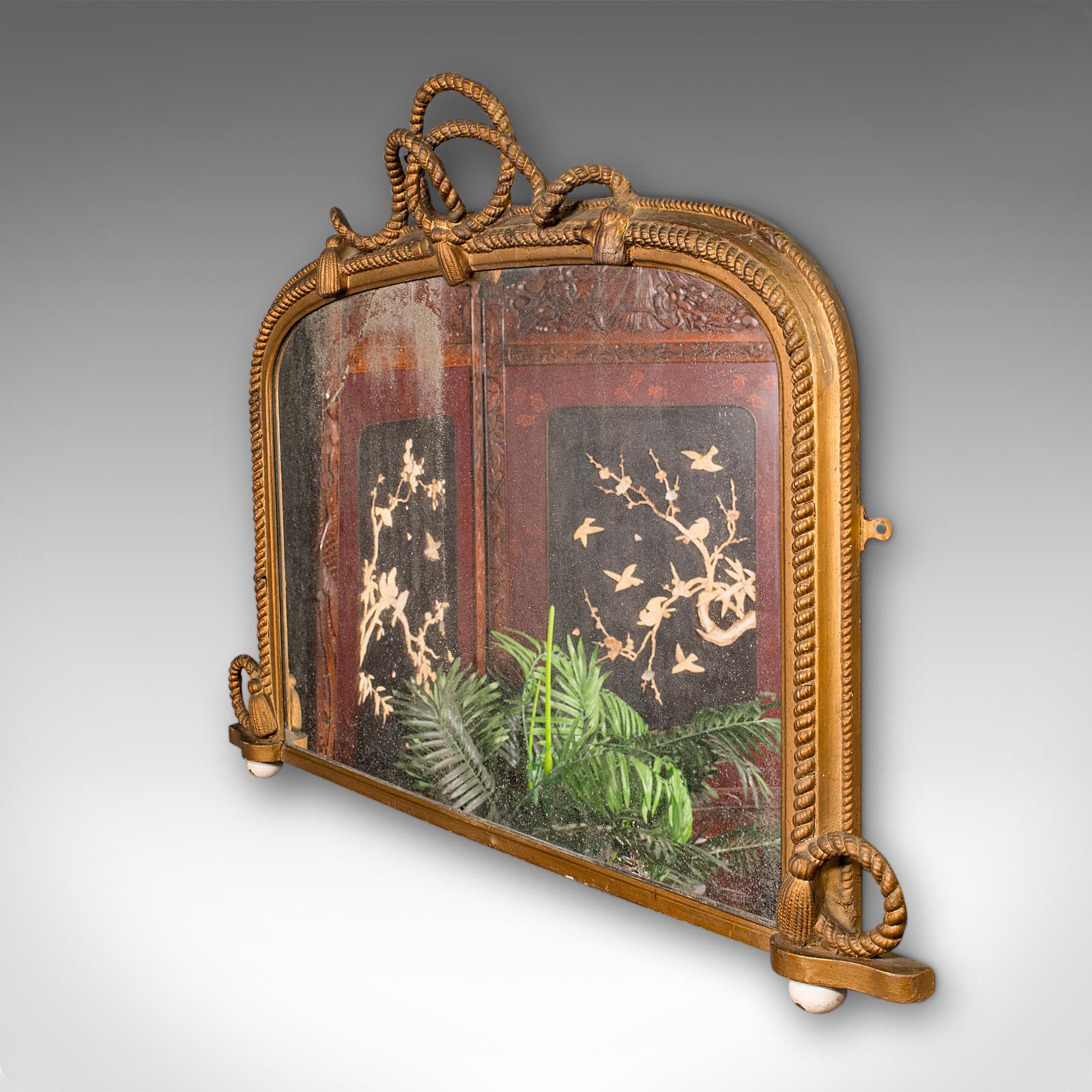 Großer antiker Overmantle-Spiegel, englisch, Giltwood, nautischer Geschmack, viktorianisch (Viktorianisch) im Angebot