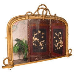 Großer antiker Overmantle-Spiegel, englisch, Giltwood, nautischer Geschmack, viktorianisch
