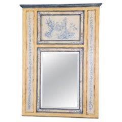 Grand miroir mural ancien décoré de peinture Habersham Plantation Trumeau