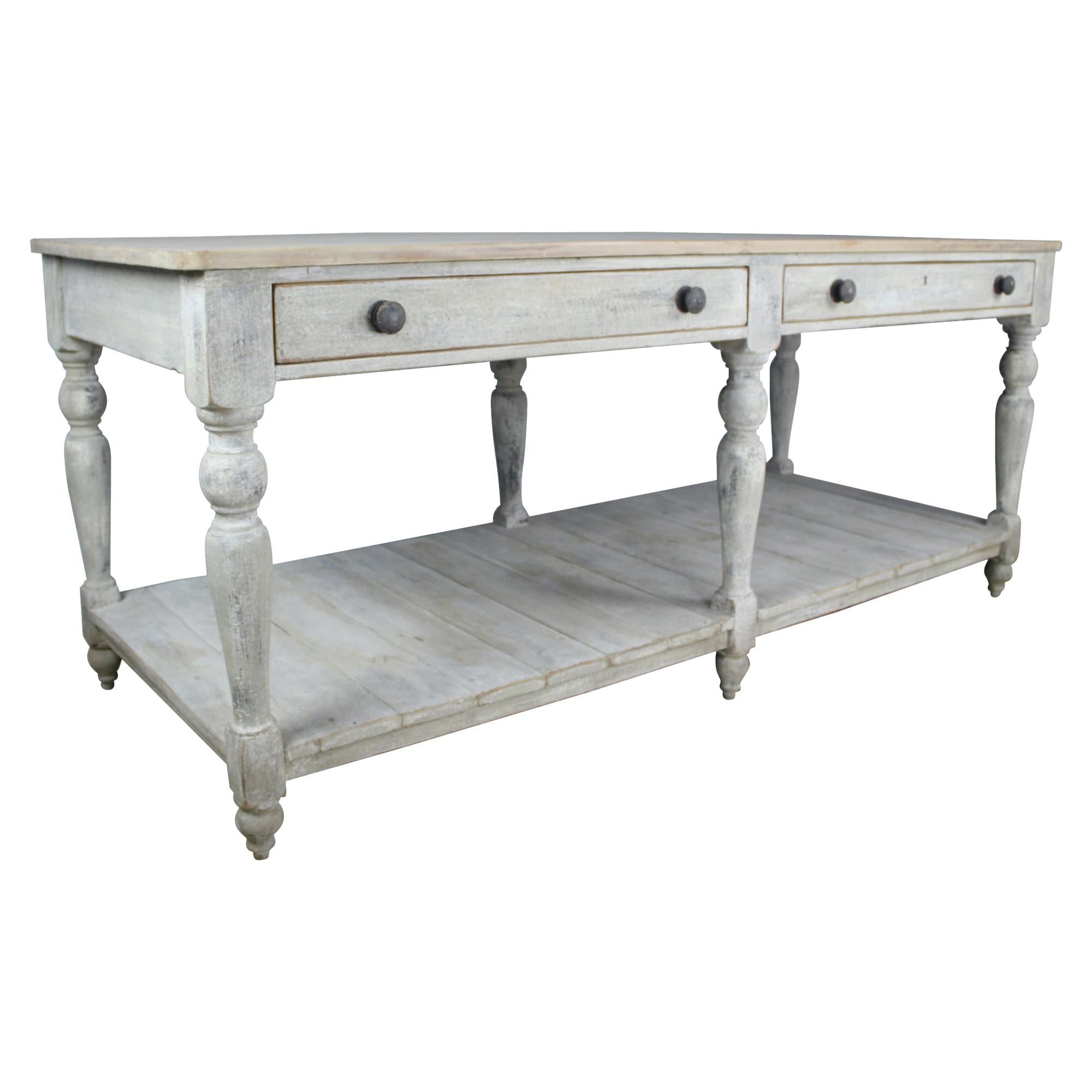 Large Antique Painted Prep or Draper's Table For Sale