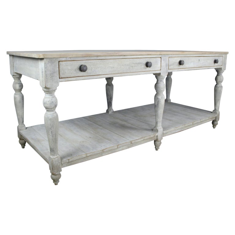 Grande table d'avant ou de tiroir peinte ancienne En vente sur 1stDibs |  console drapier ancienne, meuble drapier ancien