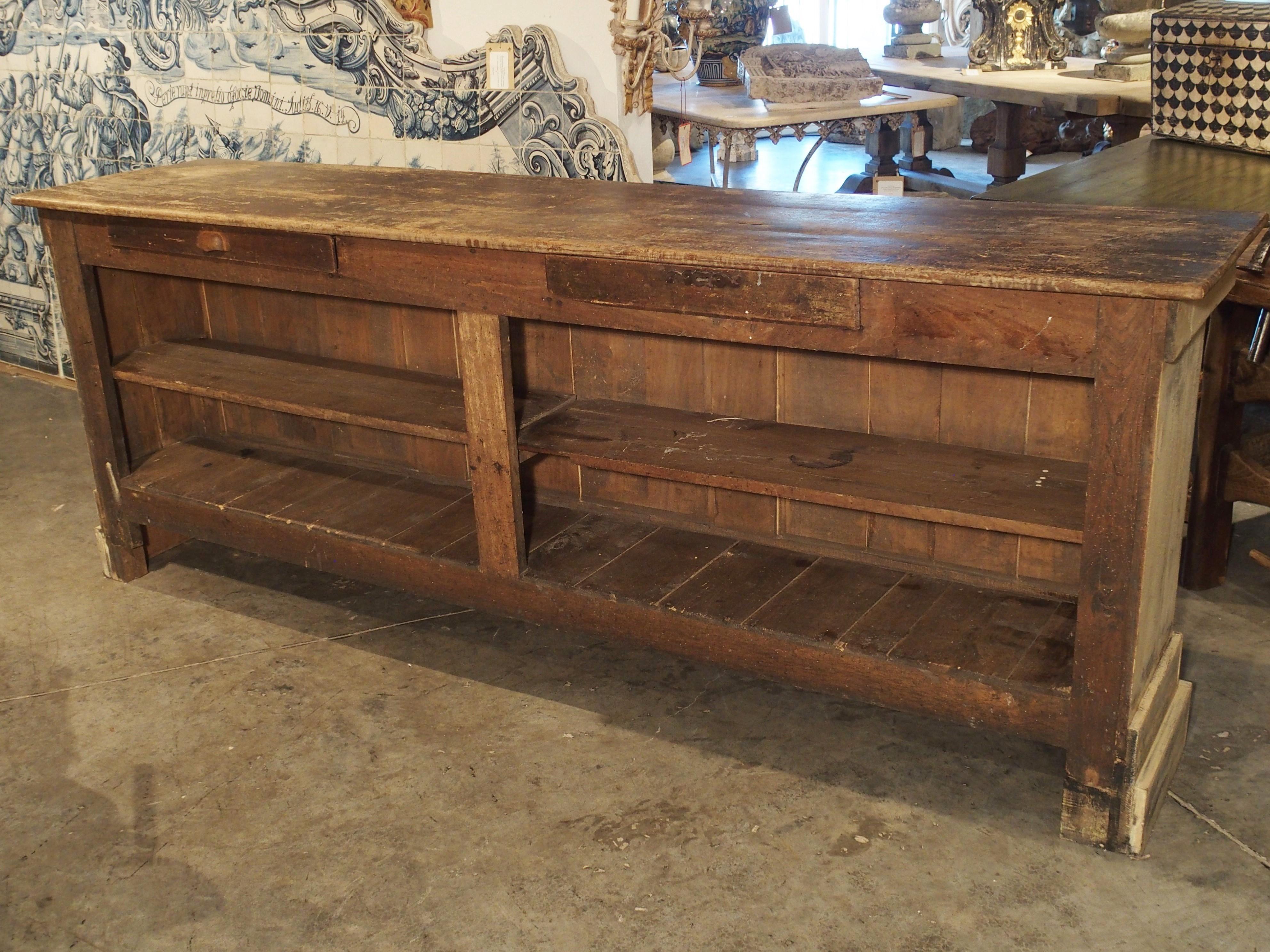 Large Antique Painted Wooden Counter or Bar from France, circa 1880 5