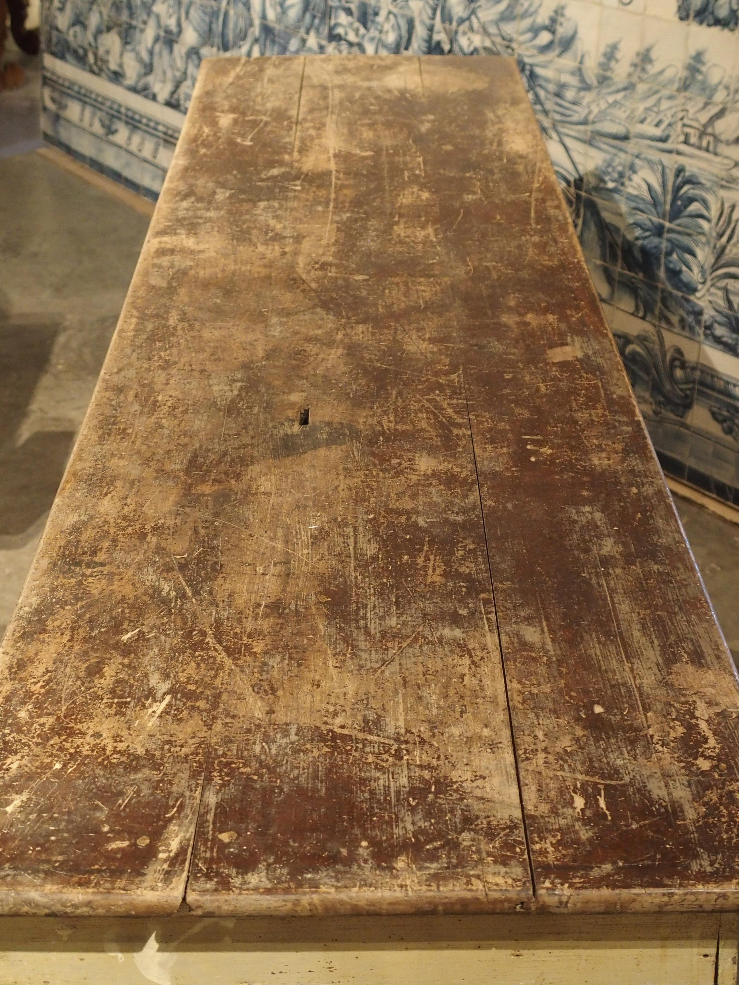 Large Antique Painted Wooden Counter or Bar from France, circa 1880 6