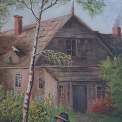 Large Antique Painting, Landscape Farm Scene with Cattle, by Hebing, Early 20thC