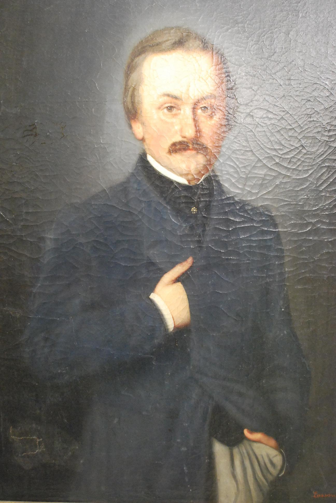 A good quality large oil on canvas portrait of a Victorian gentleman in its original gilt frame, signed Lassoquiere, 1862. A good decorative piece, popular with decorators as a bolt on ancestor. The is a good sense of light, which captures the