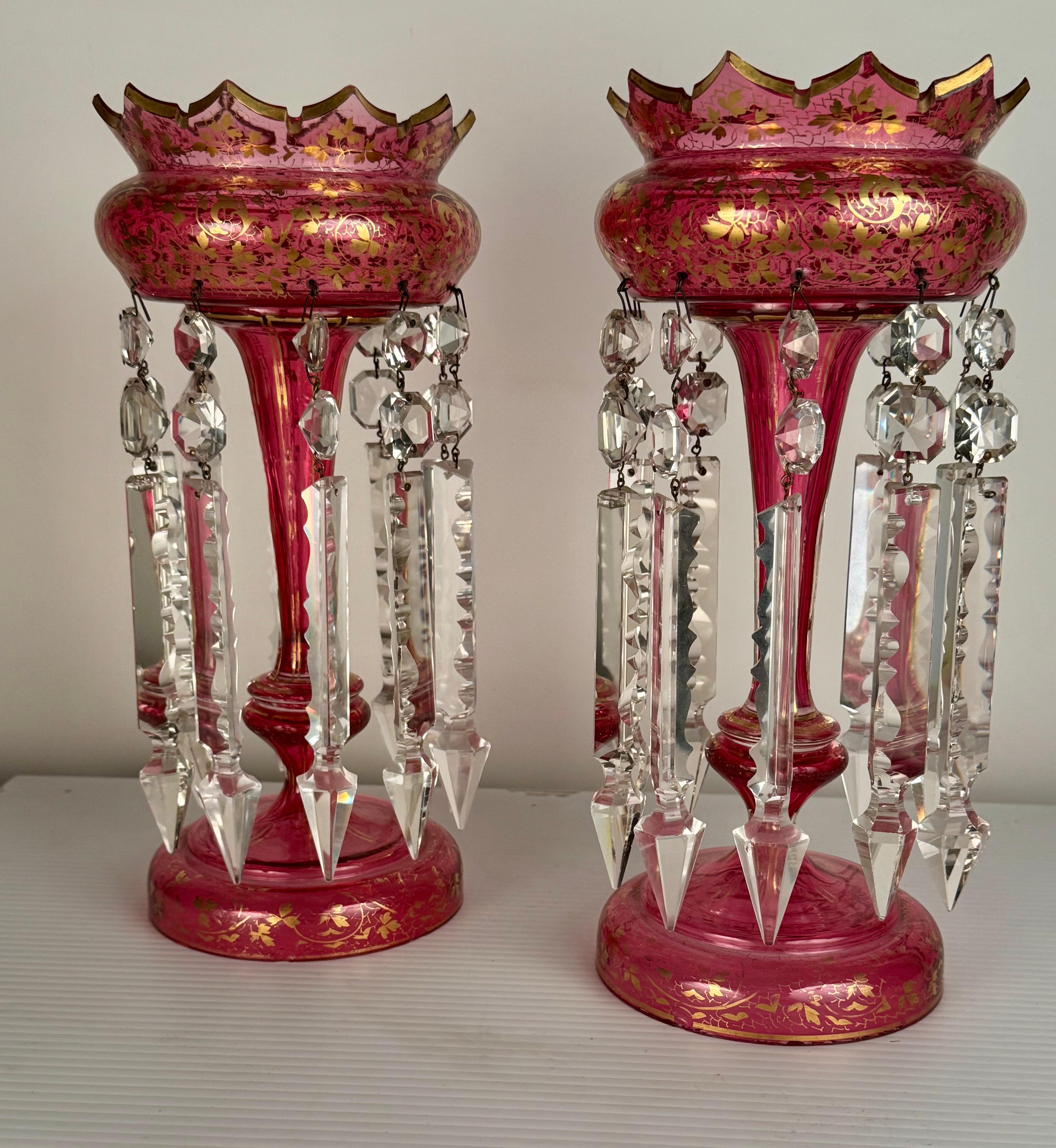 Gran par antiguo de dorados  Arándanos rojos Victoriano en venta