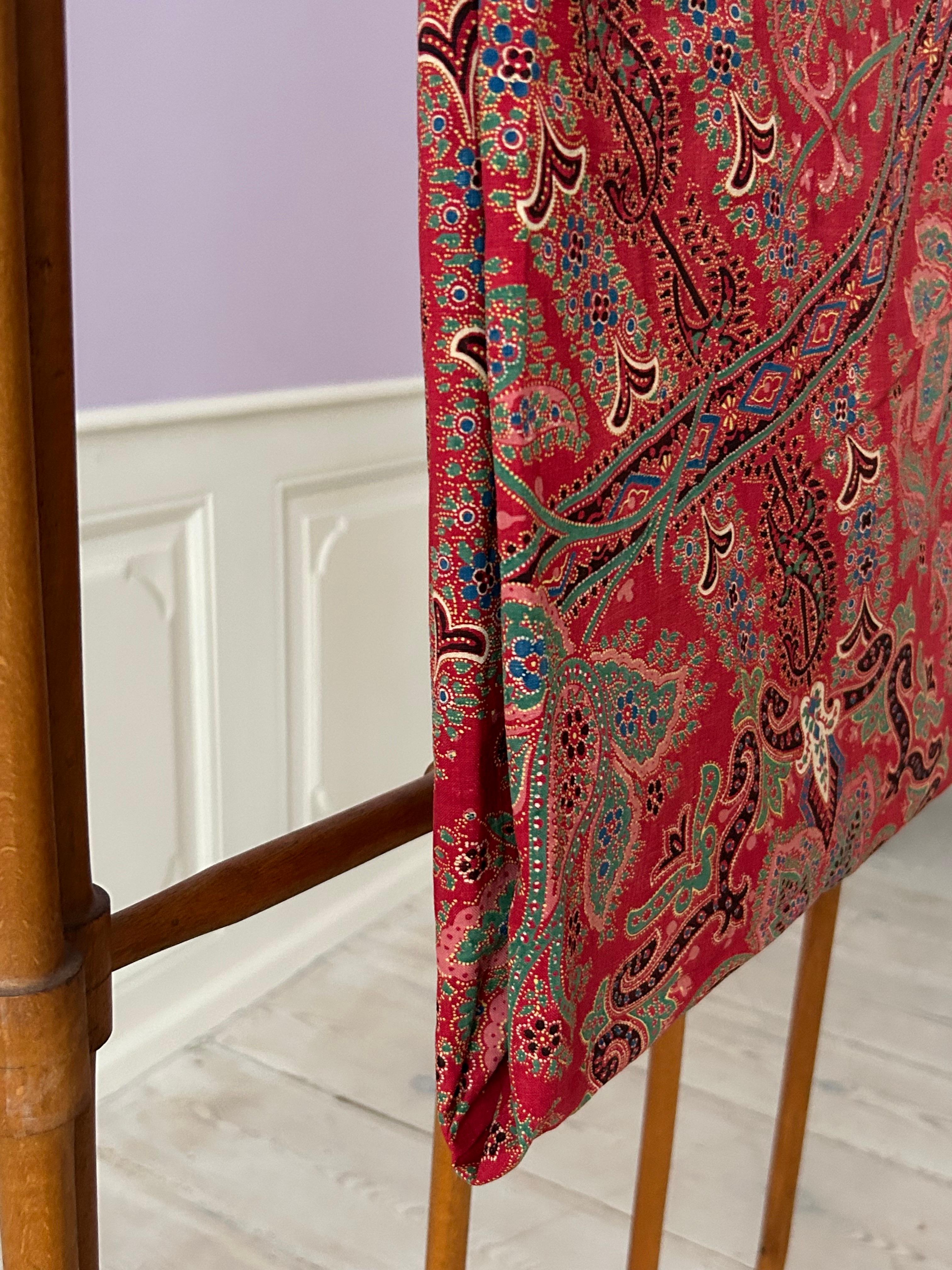 Large Antique Paisley Curtain Textile in Red with Pattern, France, 19th Century In Good Condition For Sale In Copenhagen K, DK