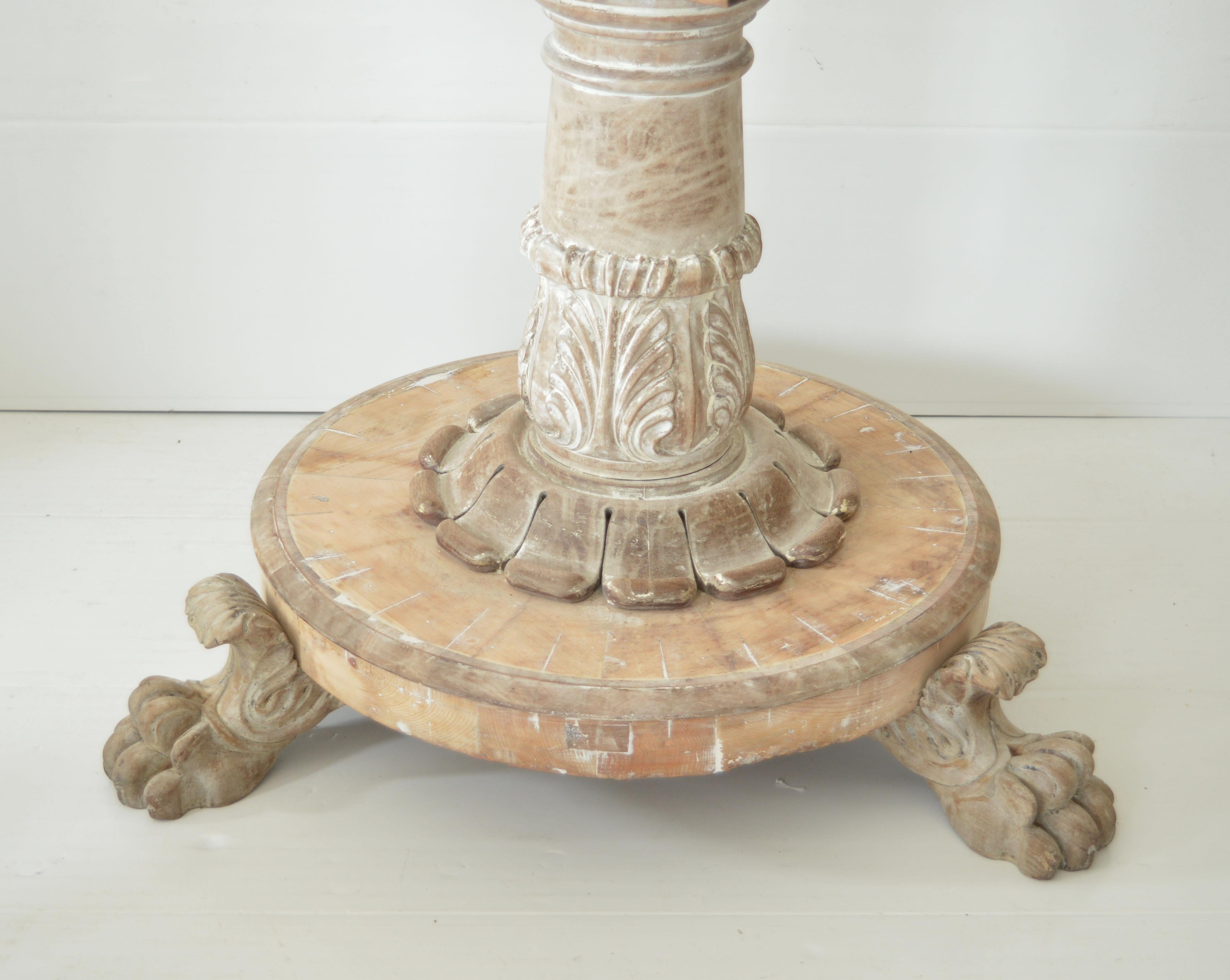 English Large Antique Palladian Style Bleached Mahogany Round Table