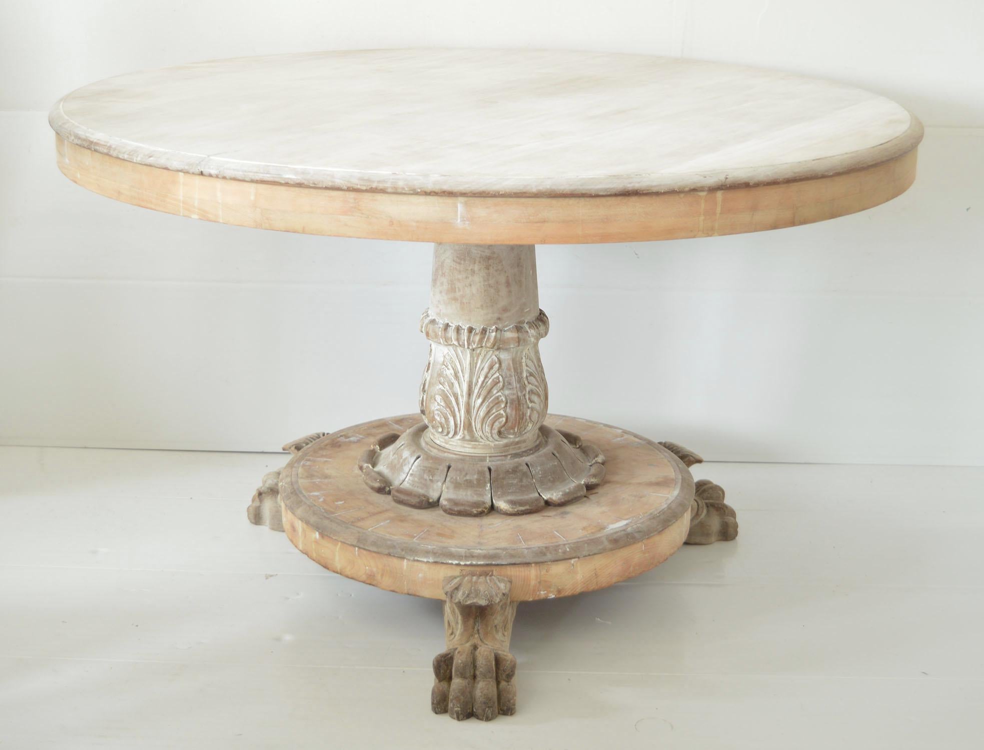 Large Antique Palladian Style Bleached Mahogany Round Table In Good Condition In St Annes, Lancashire