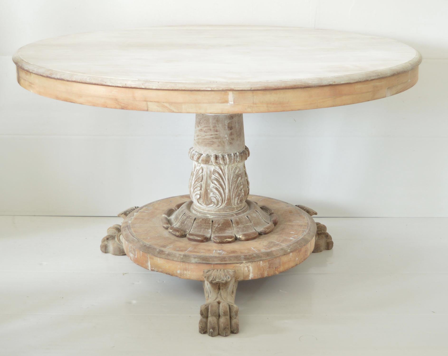 Large Antique Palladian Style Bleached Mahogany Round Table 2