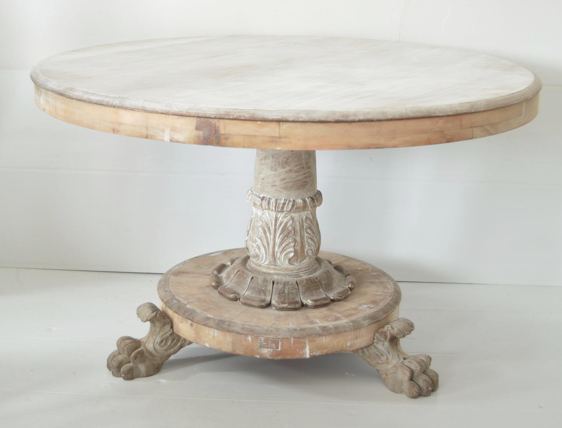 Large Antique Palladian Style Bleached Mahogany Round Table 3