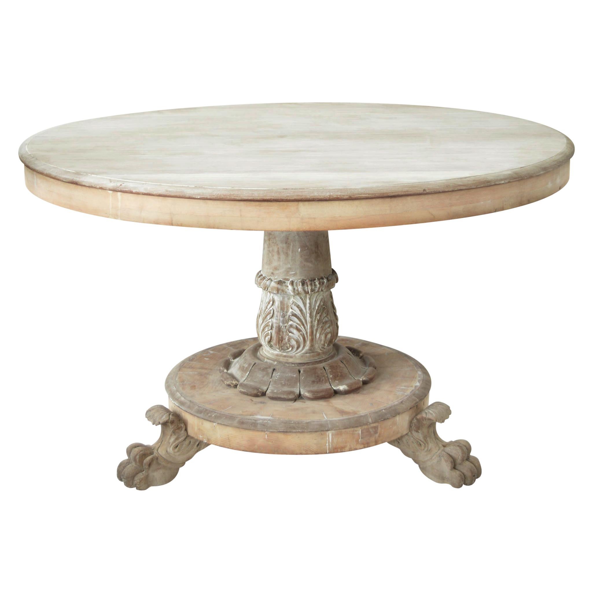 Large Antique Palladian Style Bleached Mahogany Round Table