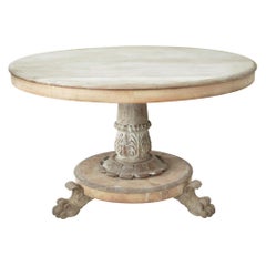 Large Antique Palladian Style Bleached Mahogany Round Table