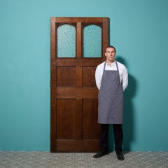 Large Antique Panelled Oak Door with Textured Glass