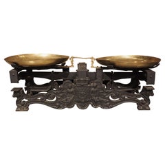 Large Antique Parisian Cast Iron and Brass Scale, circa 1885