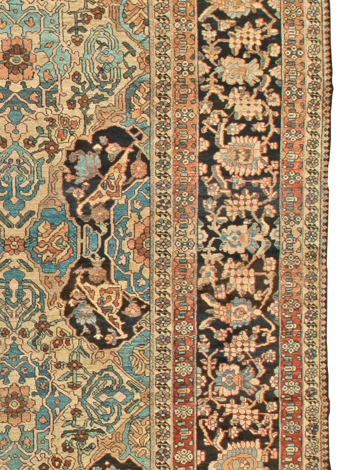 20th Century Large Antique Persian Bakhtiari Botanic Wool Rug For Sale