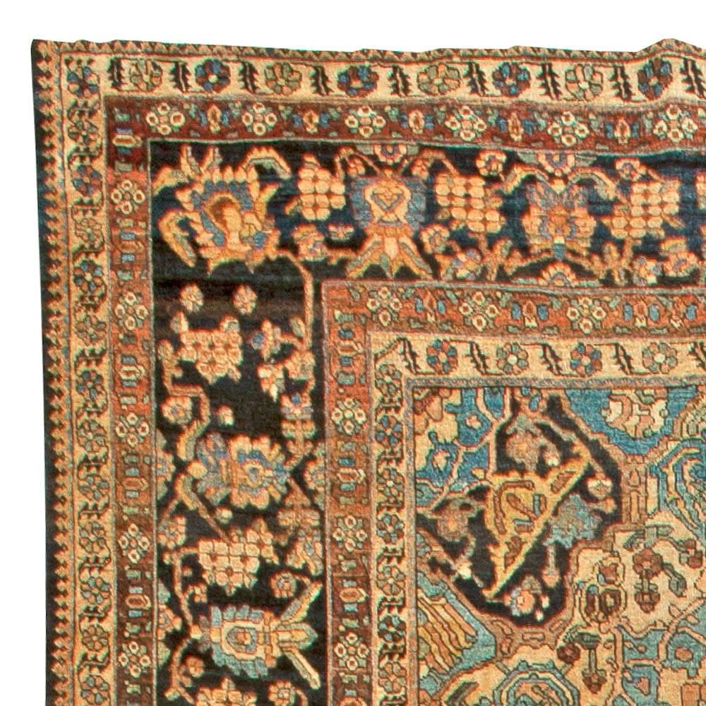 Large Antique Persian Bakhtiari Botanic Wool Rug For Sale 1