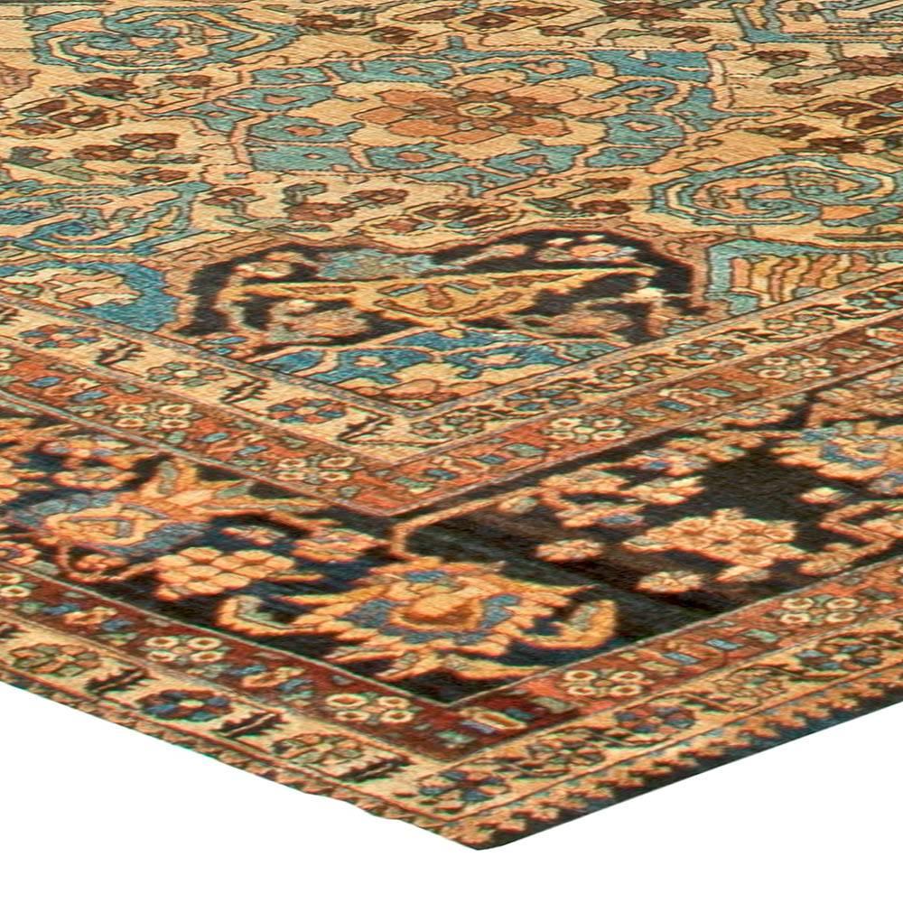 Large Antique Persian Bakhtiari Botanic Wool Rug For Sale 2