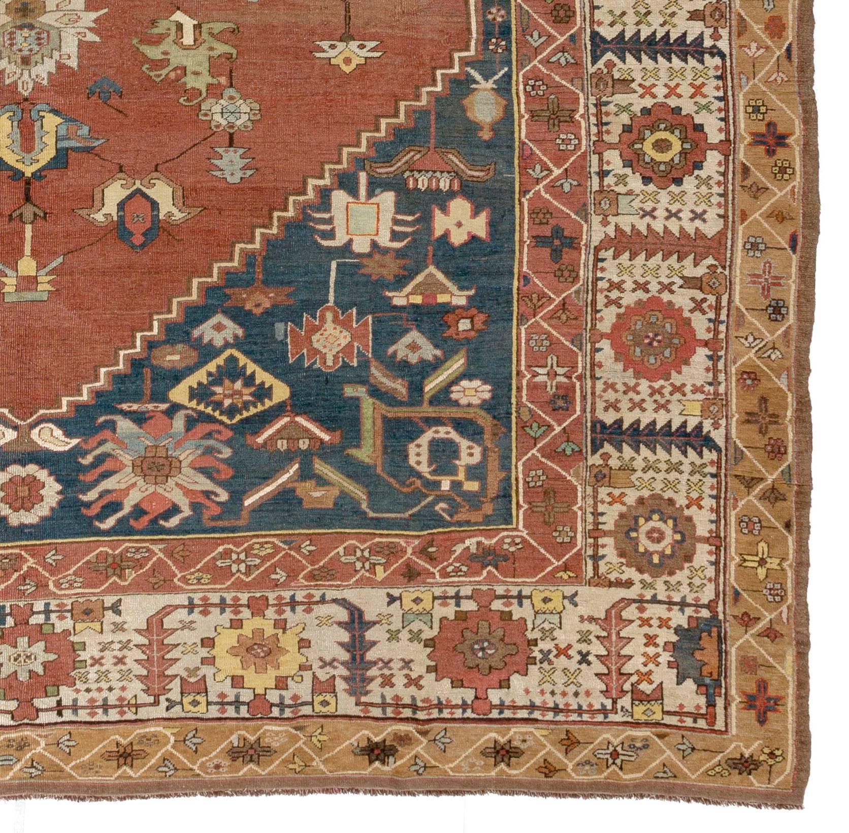 19th Century Large Antique Persian Bakshaish Rug