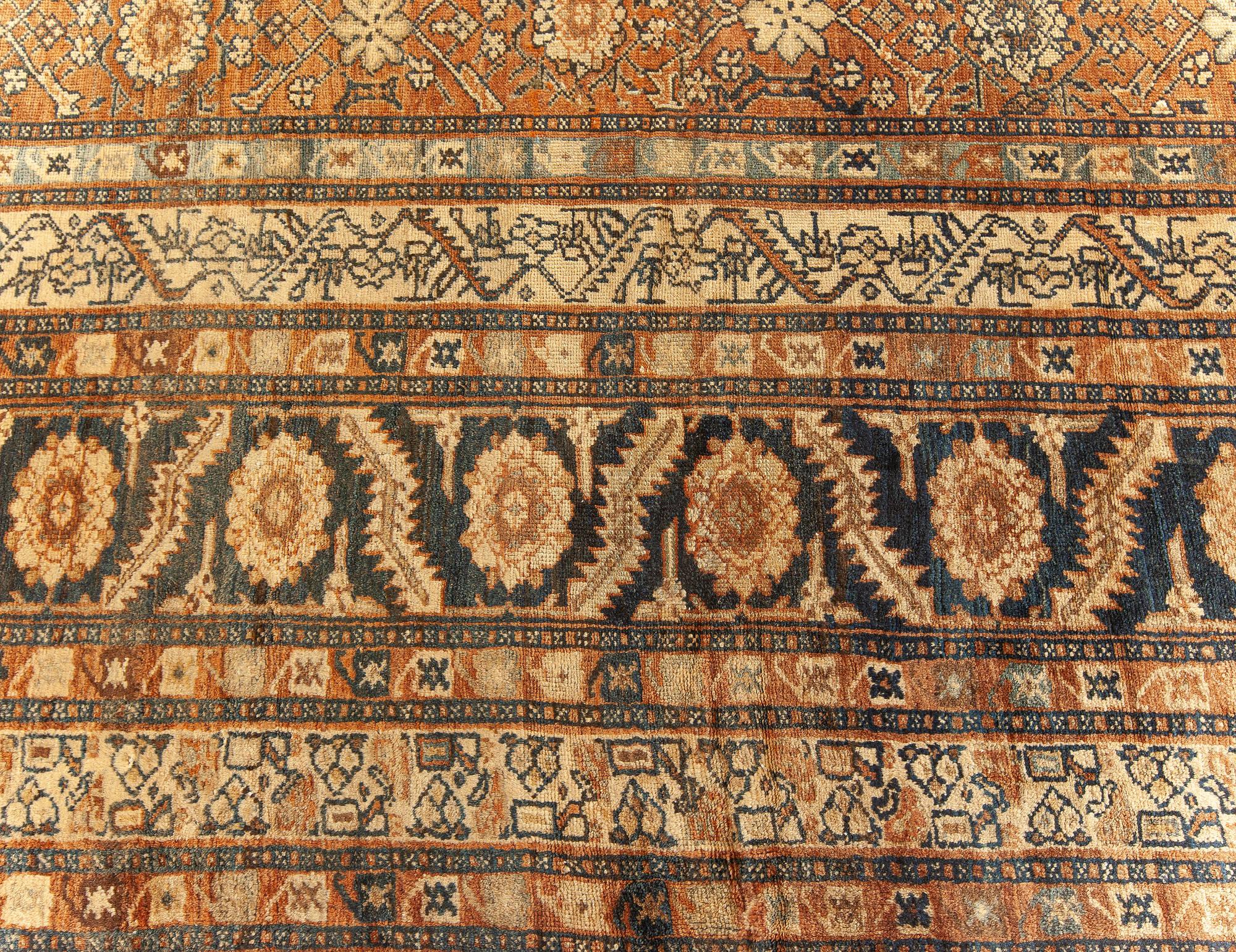 Large Antique Persian Bibikabad Brown Handmade Rug For Sale 1