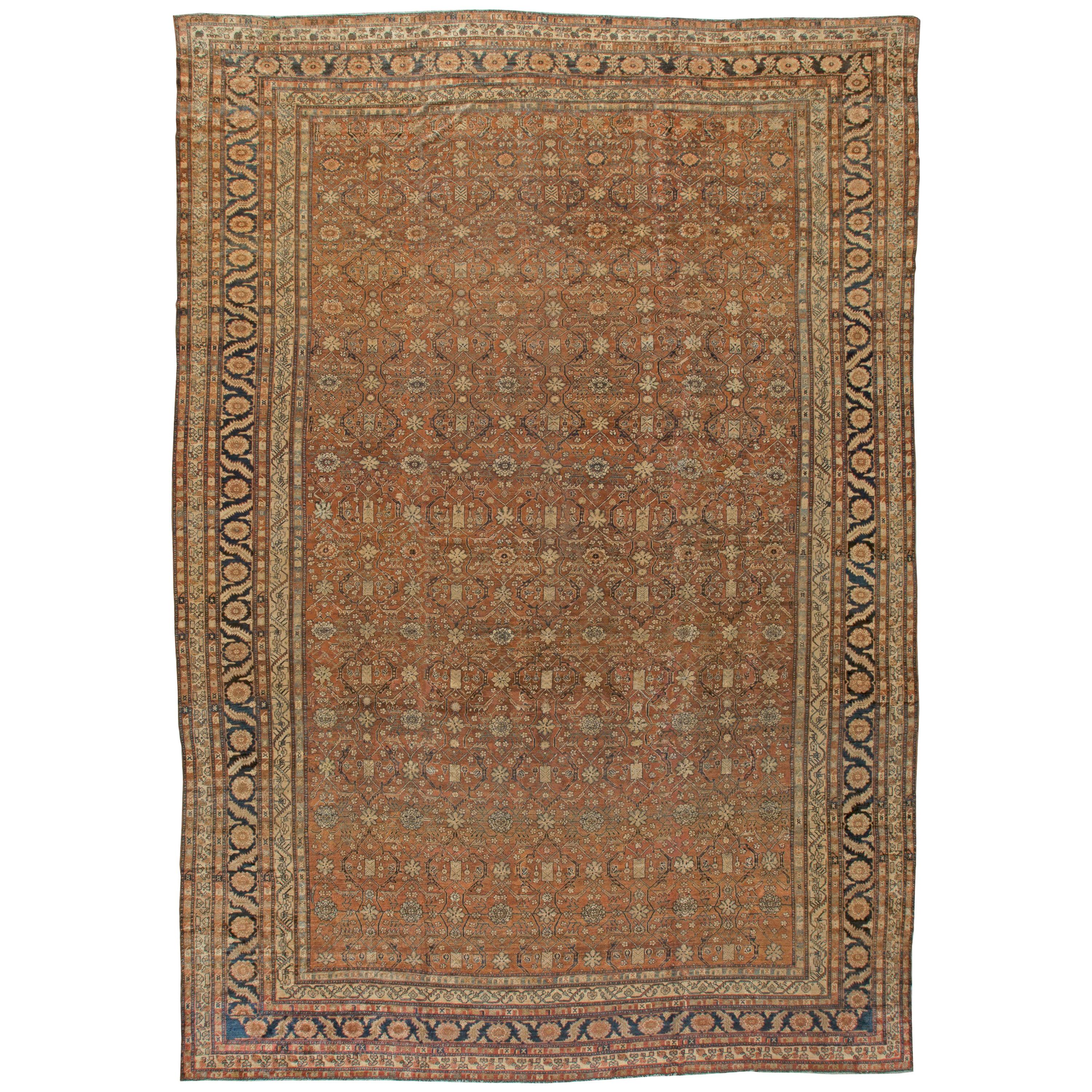 Doris Leslie Blau Grande Tappeto antico persiano Bibikabad Marrone fatto a mano