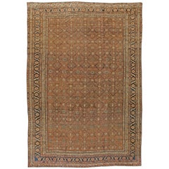 Grand tapis persan antique Bibikabad Brown fait à la main