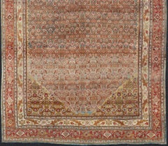 Large Antique Persian Bidjar Rug with Herati Design in Soft tones & Multi Colors