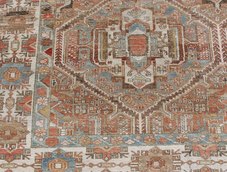 Large Antique Persian Over Sized Diamond Design Bakhtiari Rug in Multi ...