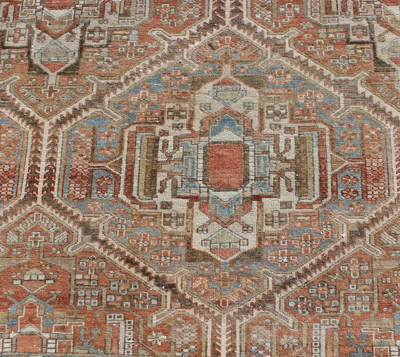Large Antique Persian Over Sized Diamond Design Bakhtiari Rug in Multi Colors For Sale 5