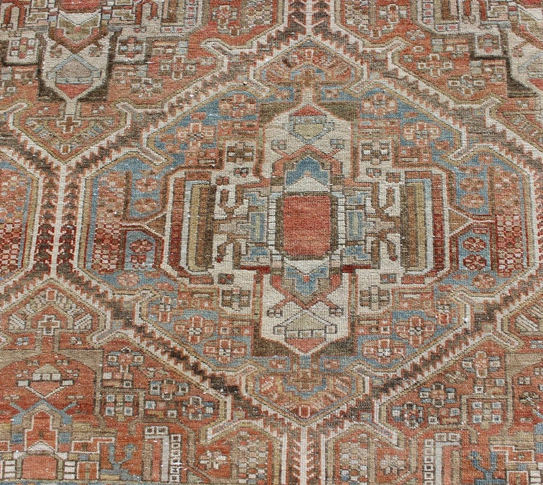 Large Antique Persian Over Sized Diamond Design Bakhtiari Rug in Multi ...