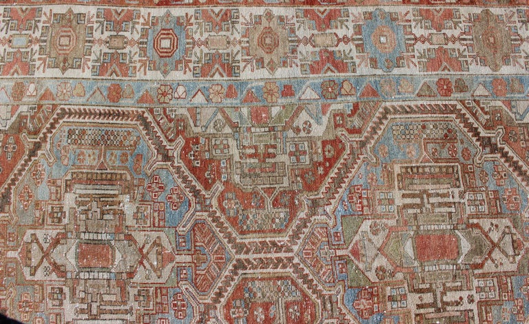 Large Antique Persian Over Sized Diamond Design Bakhtiari Rug in Multi ...