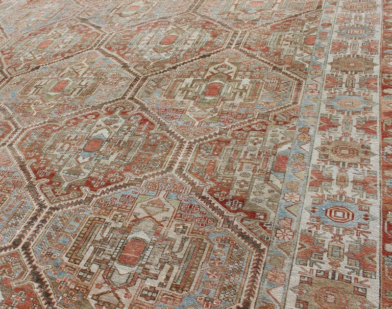 Large Antique Persian Over Sized Diamond Design Bakhtiari Rug in Multi ...