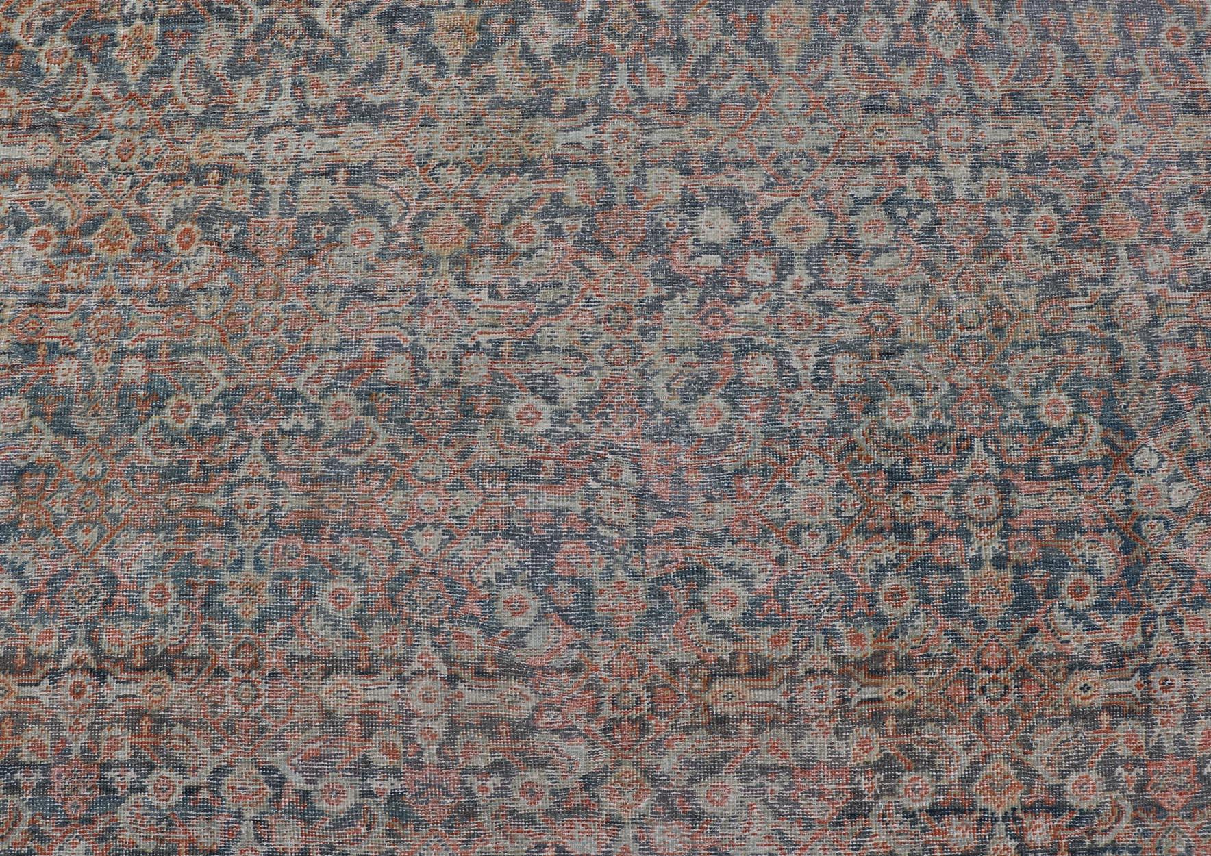 Large Antique Persian Distressed Sultanabad with All-Over Herati Design For Sale 8