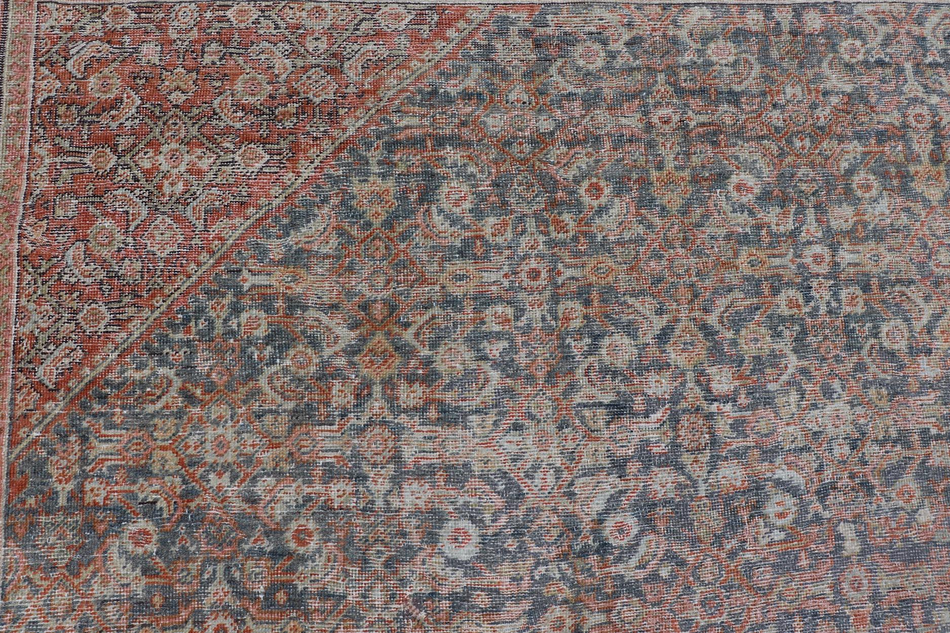 Large Antique Persian Distressed Sultanabad with All-Over Herati Design For Sale 10