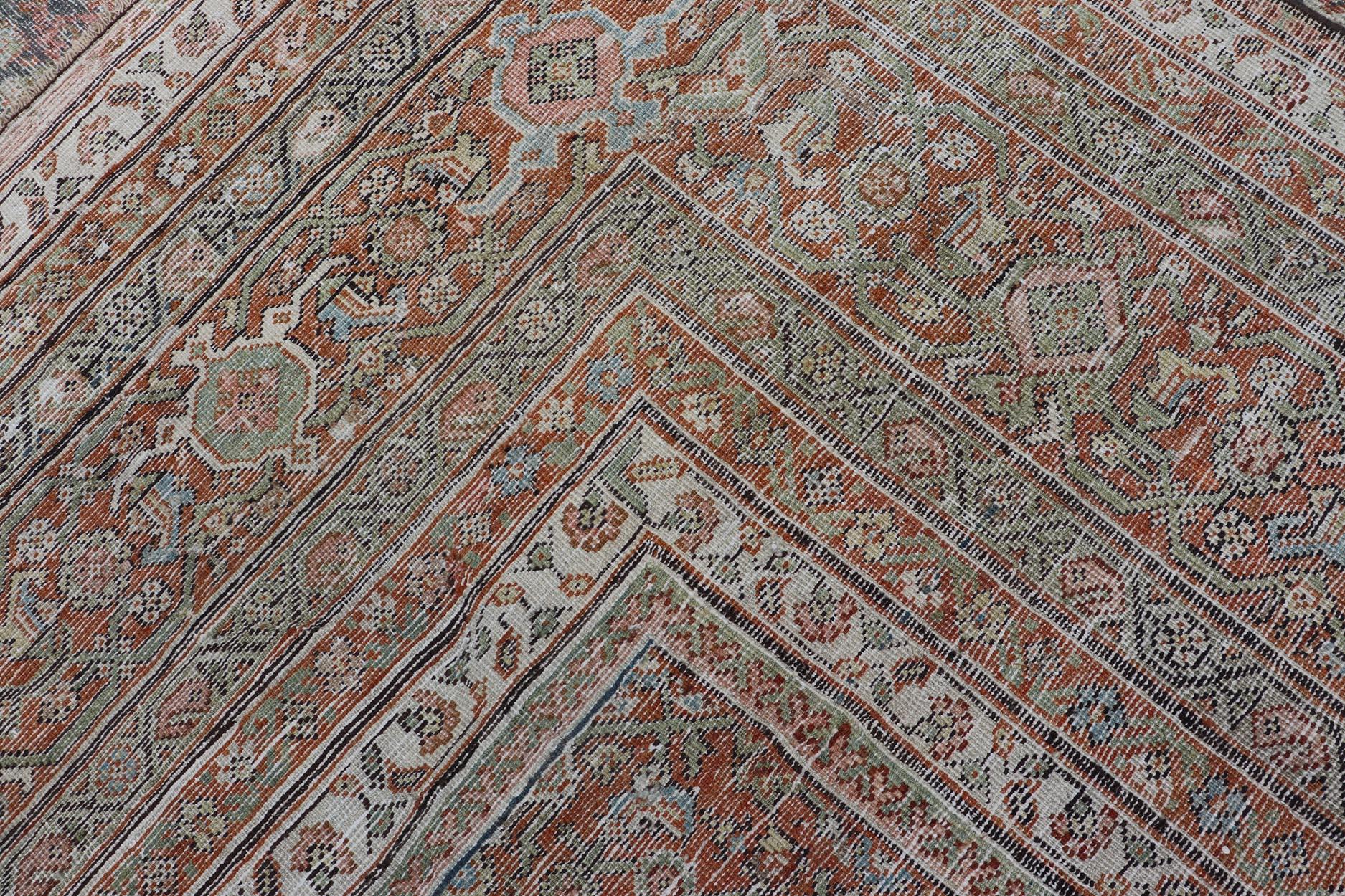 Large Antique Persian Distressed Sultanabad with All-Over Herati Design For Sale 14