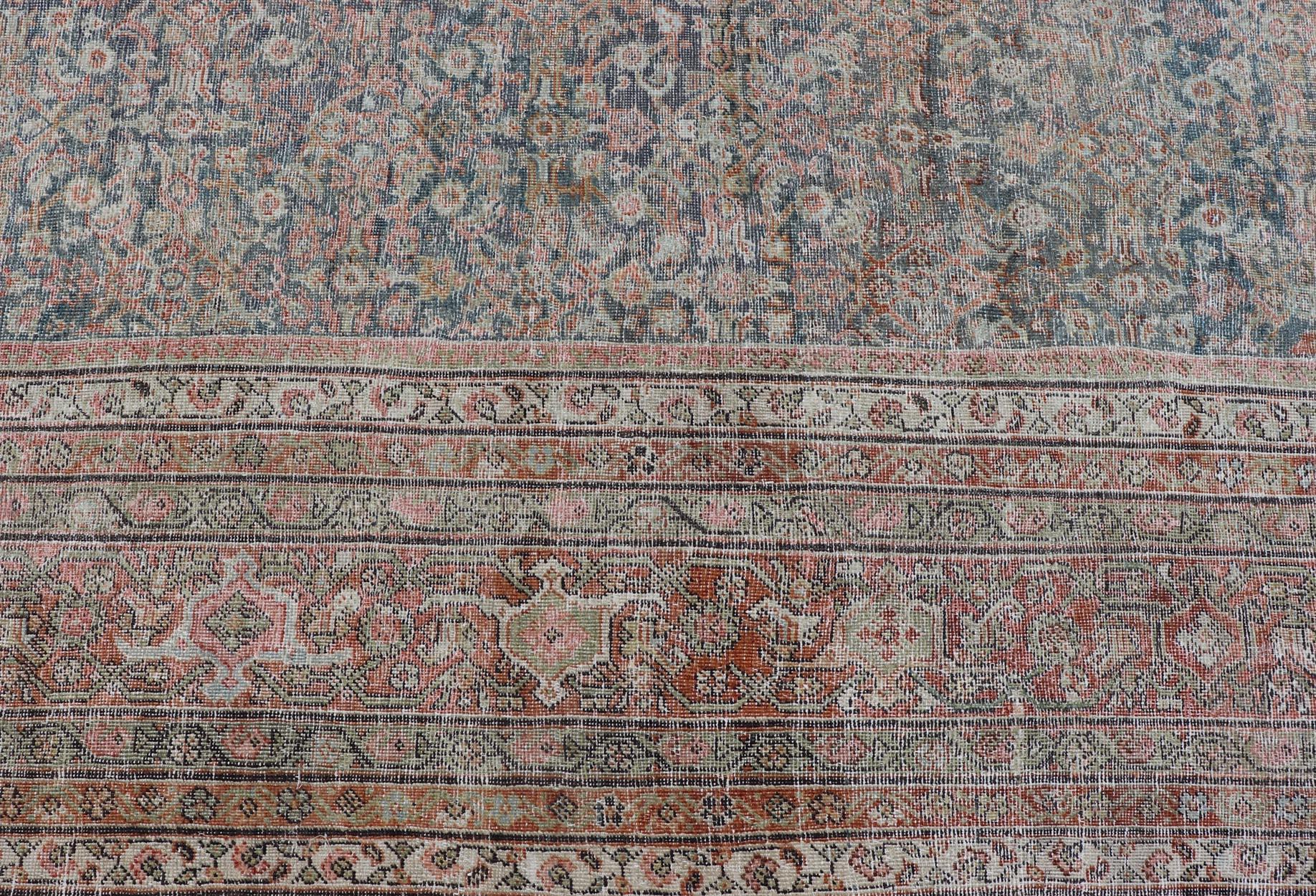 Large Antique Persian Distressed Sultanabad with All-Over Herati Design For Sale 2