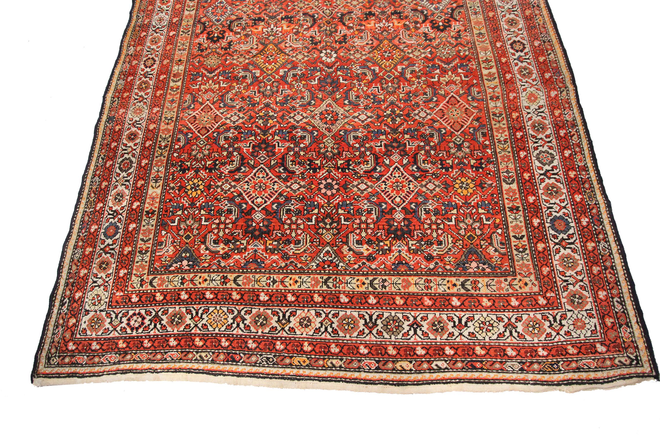 Late 19th Century Large Antique Persian Farahan Rug Antique Farahan Persian Rug Overall 6x14 For Sale