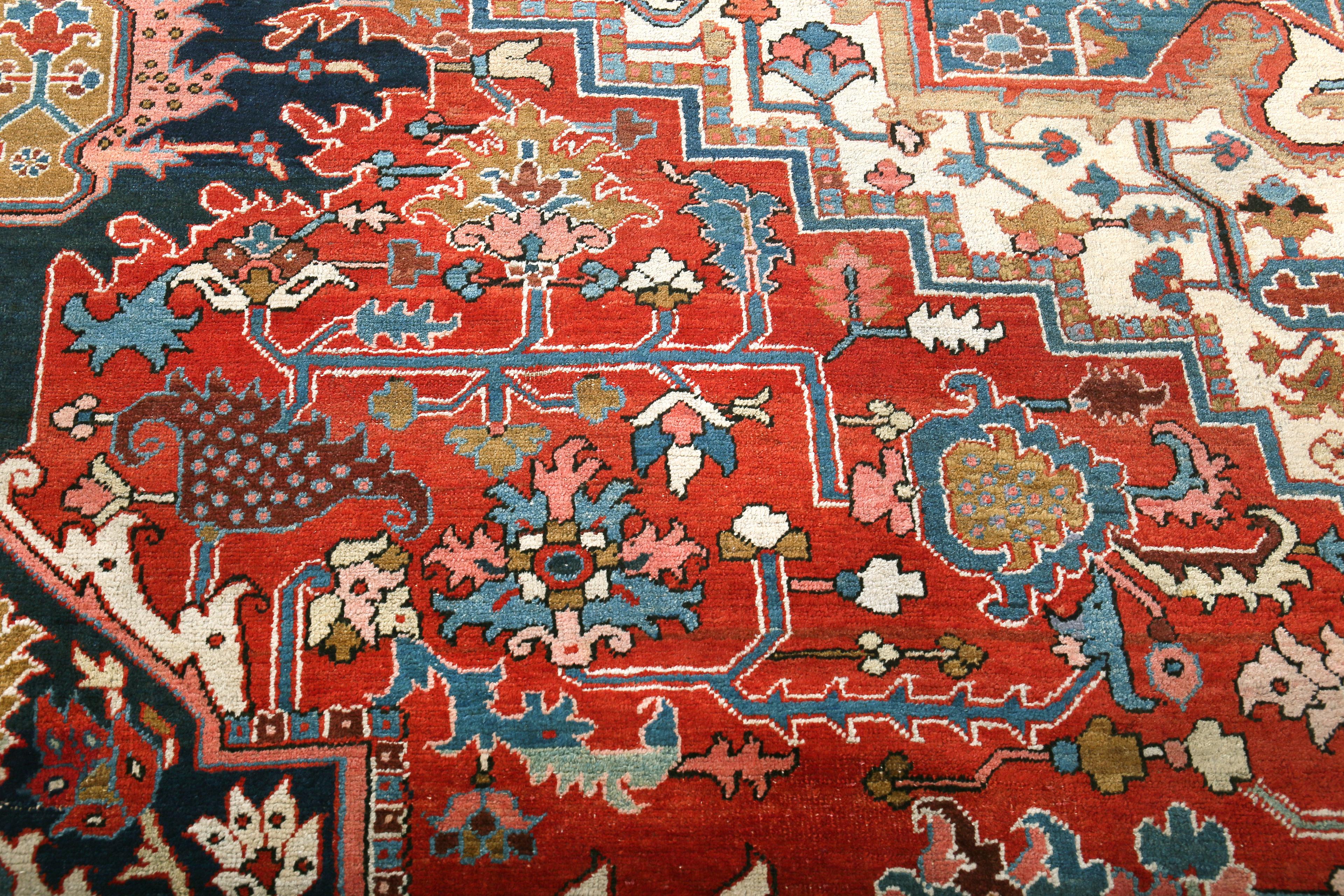 Large Antique Persian Heriz Serapi Rug 12'2