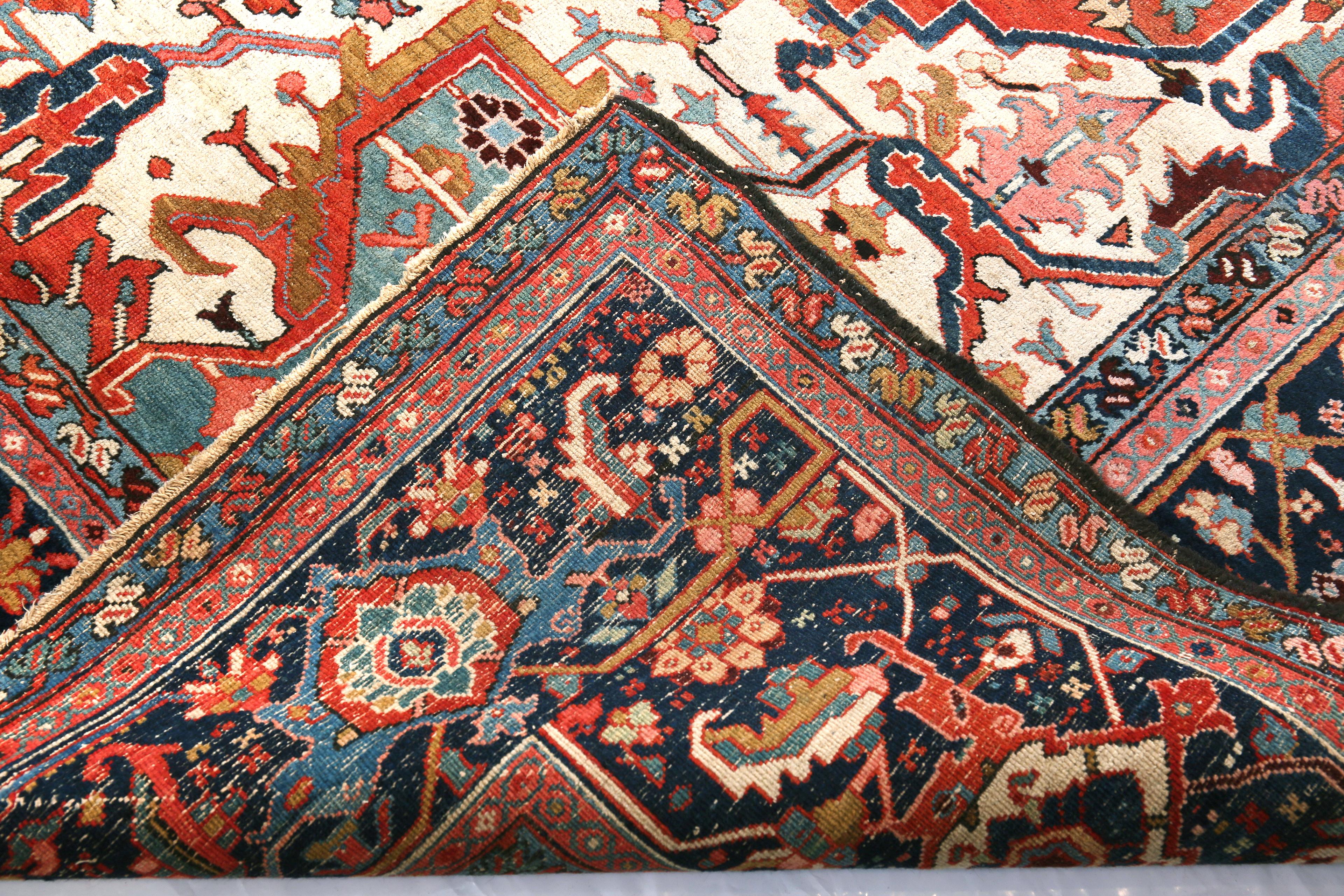 Large Antique Persian Heriz Serapi Rug 12'2