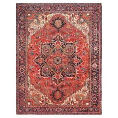 Large Antique Persian Heriz Serapi Rug 12'2" x 15'7"