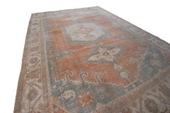 Large Antique Persian Heriz Serapi Rug Neutral Geometric Antique Heriz