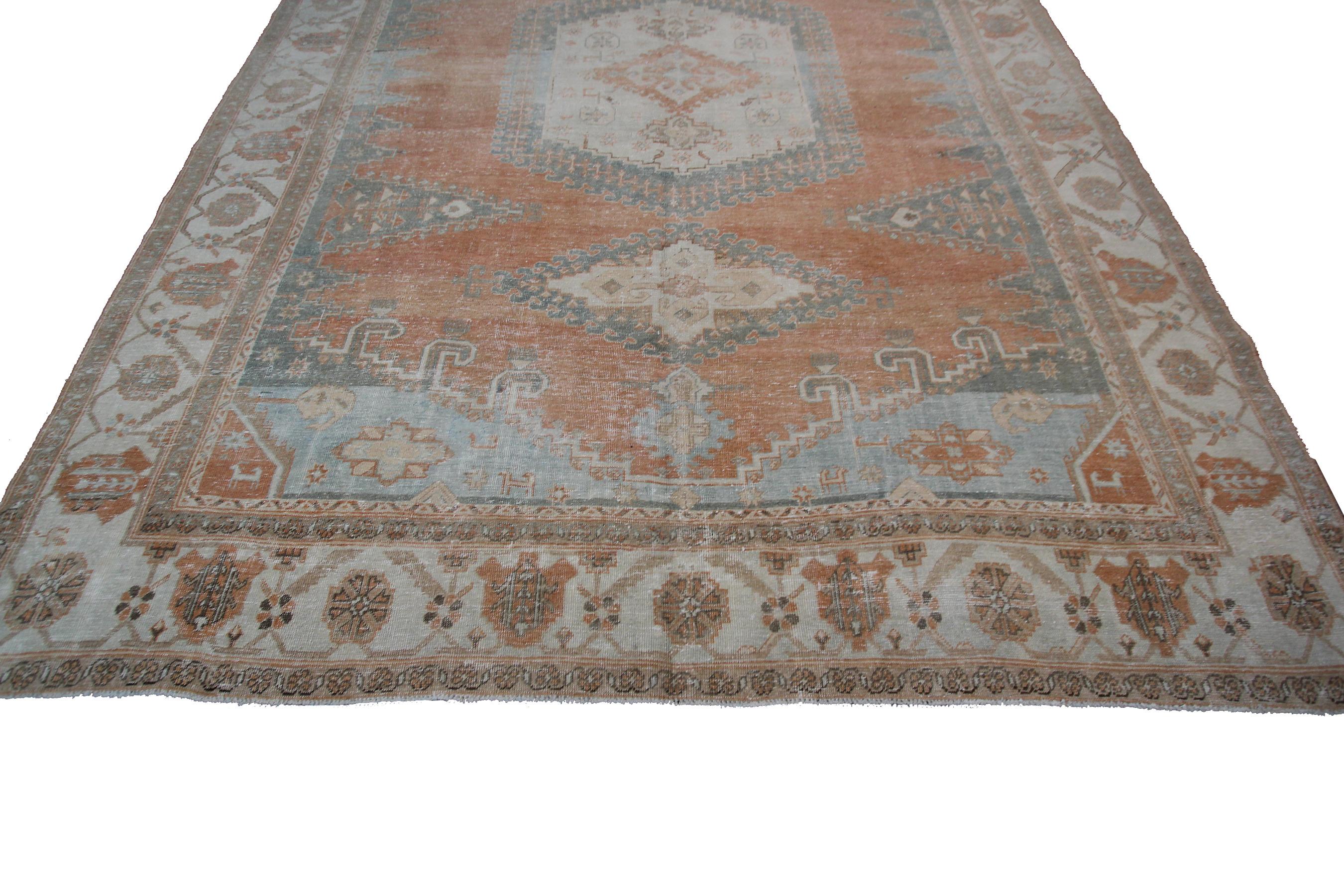 Großer antiker persischer Heriz-Serapi-Teppich, neutral, geometrisch, 9x12, antik, Heriz (Persisch) im Angebot